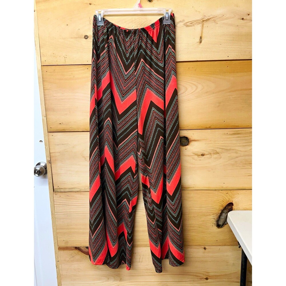 Zac & Rachel Women's Chevron Print Dress Pants Size L Multicolor Poly/Spandex